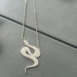 Snake rhinestone necklace. Adjustable length (long or shorter lengths).
